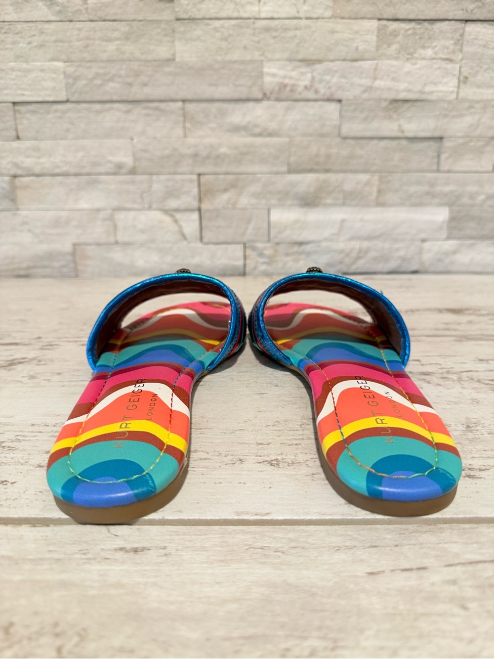 Kurt Geiger SOUTHBANK FLAT SLIDE RAFFIA SANDALS Multicolor New Size 38 - 7.5US - Picture 9 of 16